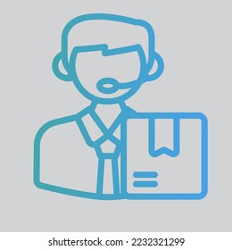 Call-Center-Symbol im Farbverlauf-Stil über Logistik, Verwendung für Website-Mobile-App-Präsentation