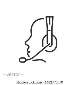 call center icon, help hot line, support operator, thin line web symbol on white background - editable stroke vector illustration eps10