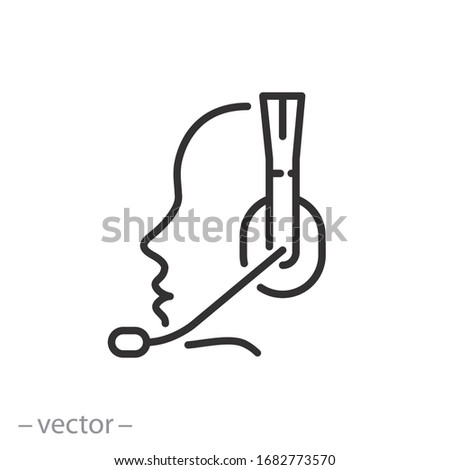 call center icon, help hot line, support operator, thin line web symbol on white background - editable stroke vector illustration eps10