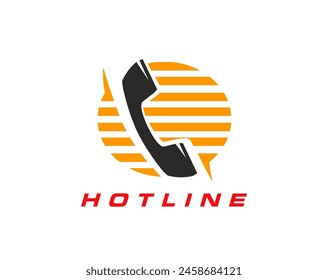 Callcenter-Symbol für Hotline-Hilfe und Kundenbetreuung, Vektorgrafik-Symbol des Telefonempfängers. Kundendienst und Kunde-Callcenter-Schild für Telefonbediener und Agentenassistent