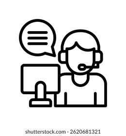 Call Center Icon Line Vector Illustration