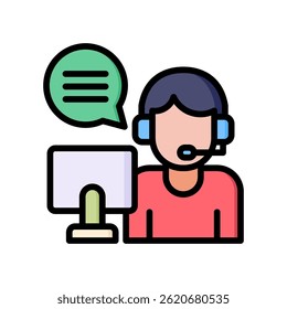 Call Center Icon Lineal Color Vector Illustration