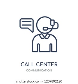 Call center icon. Call center linear symbol design from Communication collection. Simple outline element vector illustration on white background.