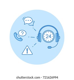 Call center icon in lineart style