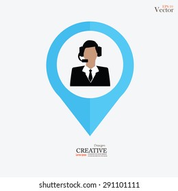 Call center icon. Call center man. vector illustration.


