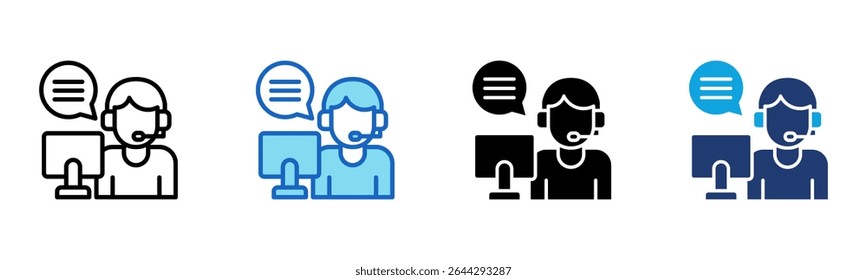 Icono de centro de llamadas Ilustración vectorial de estilo múltiple