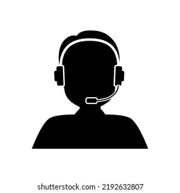 Call center icon. Operator of support. Agent of customer service. Headset with phone for hotline, contact center and business. Symbol of communication, assistant and callcenter. Vector.