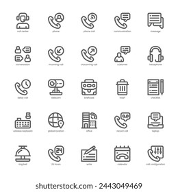 Paquete de iconos de Call Center para tu sitio web, móvil, presentación y diseño de logotipo. Diseño de esquema de icono de Call Center. Ilustración de gráficos vectoriales y trazo editable.