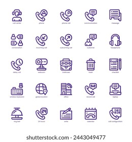 Call Center icon pack for your website, mobile, presentation, and logo design. Call Center icon basic line gradient design. Vector graphics illustration and editable stroke.