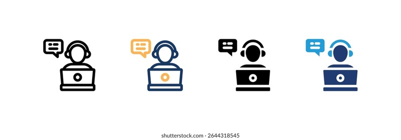 Call Center icon set multiple style collection. Vector illustration.