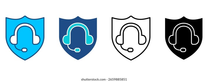 Call Center Icon Set With Multiple Styles. Vector Illustration