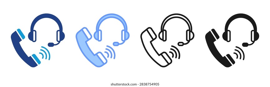 Call Center icon set multiple style collection
