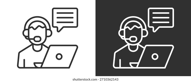 Call Center Icon Set Vector Collection Isolated In Black And White