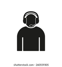 The call center icon. Support symbol. Flat Vector illustration