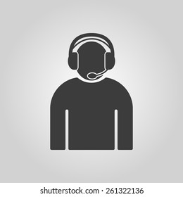 The call center icon. Support symbol. Flat Vector illustration
