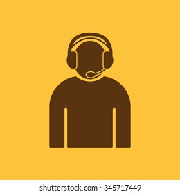 The call center icon. Support symbol. Flat Vector illustration