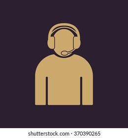 The call center icon. Support symbol. Flat Vector illustration