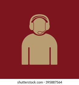 The call center icon. Support symbol. Flat Vector illustration
