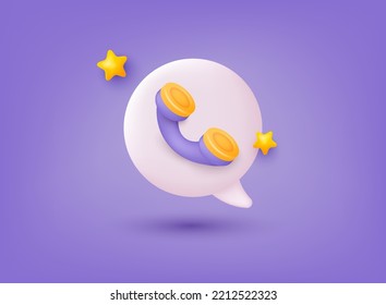 Call center icon.  Talking with service call support hotline. 3D Web Vector Illustrations.