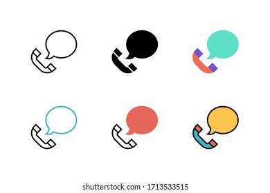 ilustración vectorial de icono del centro de llamadas con seis estilos diferentes. aislado sobre fondo blanco