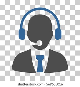 Call Center icon. Vector illustration style is flat iconic bicolor symbol, cobalt and gray colors, transparent background. Designed for web and software interfaces.