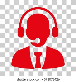 Call Center icon. Vector illustration style is flat iconic symbol, red color, transparent background. Designed for web and software interfaces.