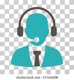 Call Center icon. Vector illustration style is flat iconic bicolor symbol, grey and cyan colors, transparent background. Designed for web and software interfaces.