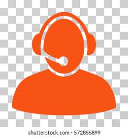 Call Center icon. Vector illustration style is flat iconic symbol, orange color, transparent background. Designed for web and software interfaces.