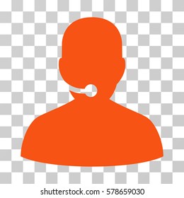 Call Center icon. Vector illustration style is flat iconic symbol, orange color, transparent background. Designed for web and software interfaces.