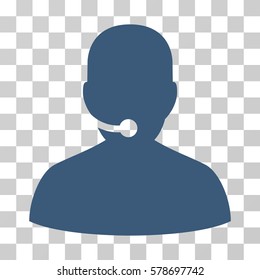 Call Center icon. Vector illustration style is flat iconic symbol, blue color, transparent background. Designed for web and software interfaces.