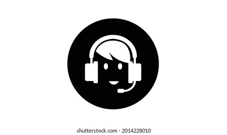 Call Center Icon. Vector isolated flat editable black and white illustration of a call center sign