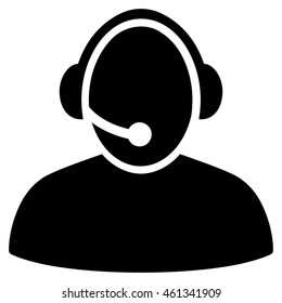 Call Center icon. Vector style is flat iconic symbol with rounded angles, black color, white background.
