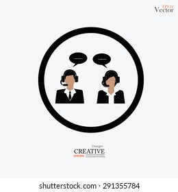 Call center icon.call center man and woman .vector illustration.