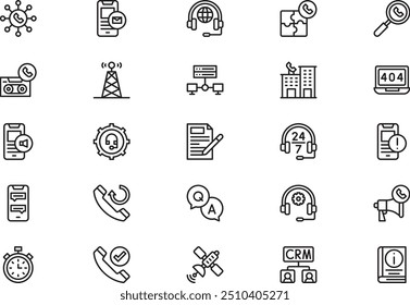 Call center icons collection is a vector illustration with editable stroke.