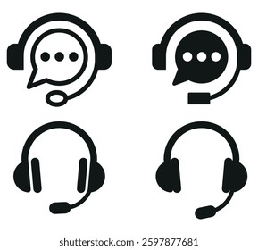 Call center icons. Customer service, customer support, headset, vector icon.