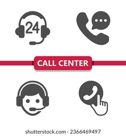 Iconos del centro de llamadas. Icono del vector de servicio al cliente