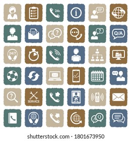 Call Center Icons. Grunge Color Flat Design. Vector Illustration.