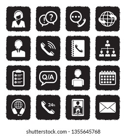 Iconos del centro de llamadas. Establecer 2. Diseño plano negro grueso. Ilustración vectorial.