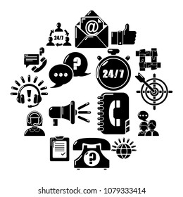 Call center icons set. Simple illustration of 16 call center vector icons for web