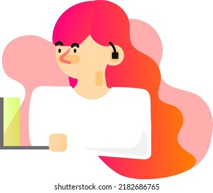 Call Center Lady in pink — artistic and professional illustration 