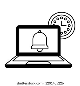 call center laptop clock bell alert