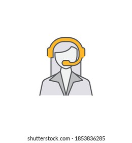 Call center lcon. Symbol, line, color, outline style pictogram on beige background. Boxing gloves sign for mobile concept and web design. Vector graphics