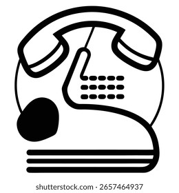 Ícone do vetor da arte de linha do call center no plano de fundo branco 