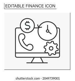 Call center line icon. Consultation. Personal and business accounting, income. Budget. Finance concept. Isolated vector illustration. Editable stroke