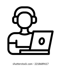 call center line icon illustration vector graphic