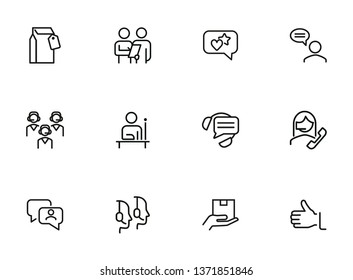 Call Center Line Icon Set. Operator, Employee, Contact Center. Customer Service Concept. Can Be Used For Topics Like Hotline, Consulting, Support