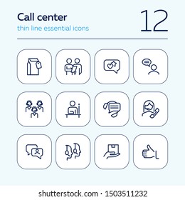 Call center line icon set. Operator, employee, contact center. Customer service concept. Can be used for topics like hotline, consulting, support