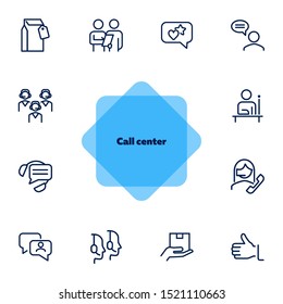Call center line icon set. Operator, employee, contact center. Customer service concept. Can be used for topics like hotline, consulting, support