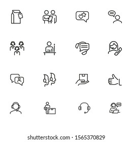 Call center line icon set. Operator, employee, contact center. Customer service concept. Can be used for topics like hotline, consulting, support
