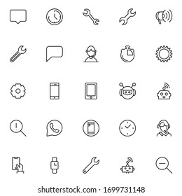 Call center line icon set. Collection of vector symbol in trendy flat style on white background. Call center sings for design.
